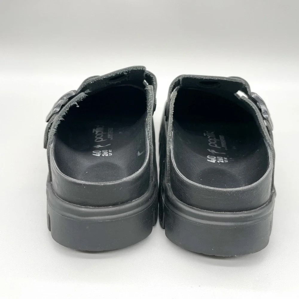 Birkenstock Papillio Boston Chunky Clog Womens 9 Shari Black Leather Platform